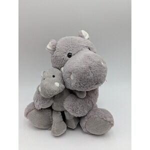 Hobby Lobby Hippo Plush Gray Mother and Baby Stuffed Animal 11 Inch